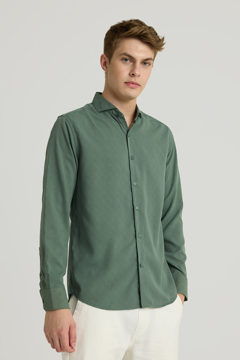 Green French Collar Shirt