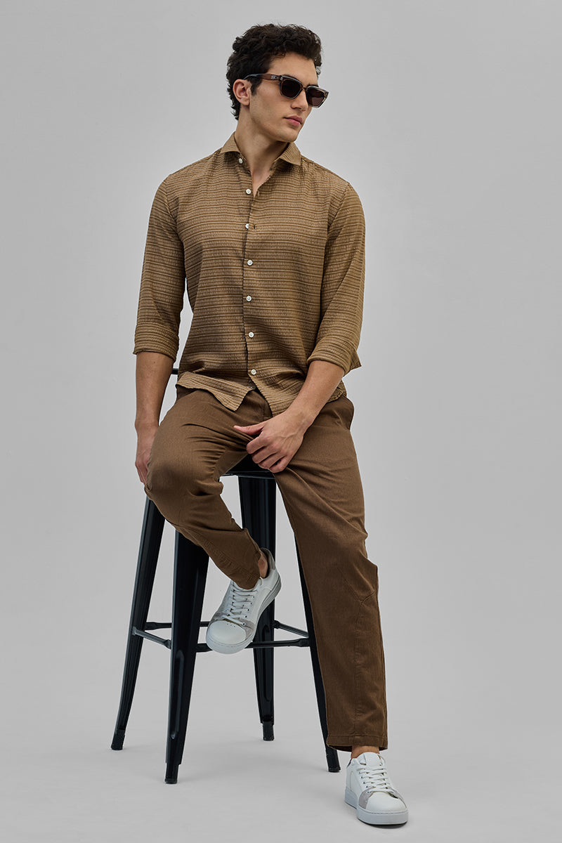 Tan Stripes Slim Fit Shirt