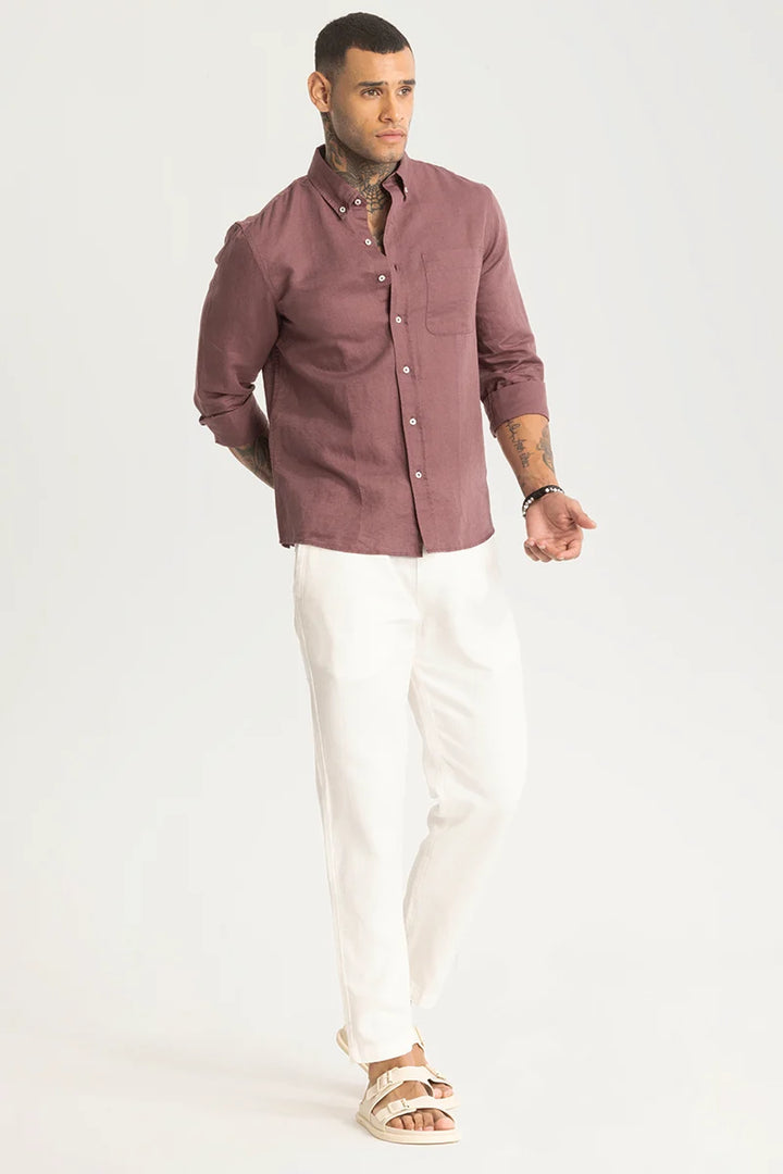 Mauve Linen Blend Shirt