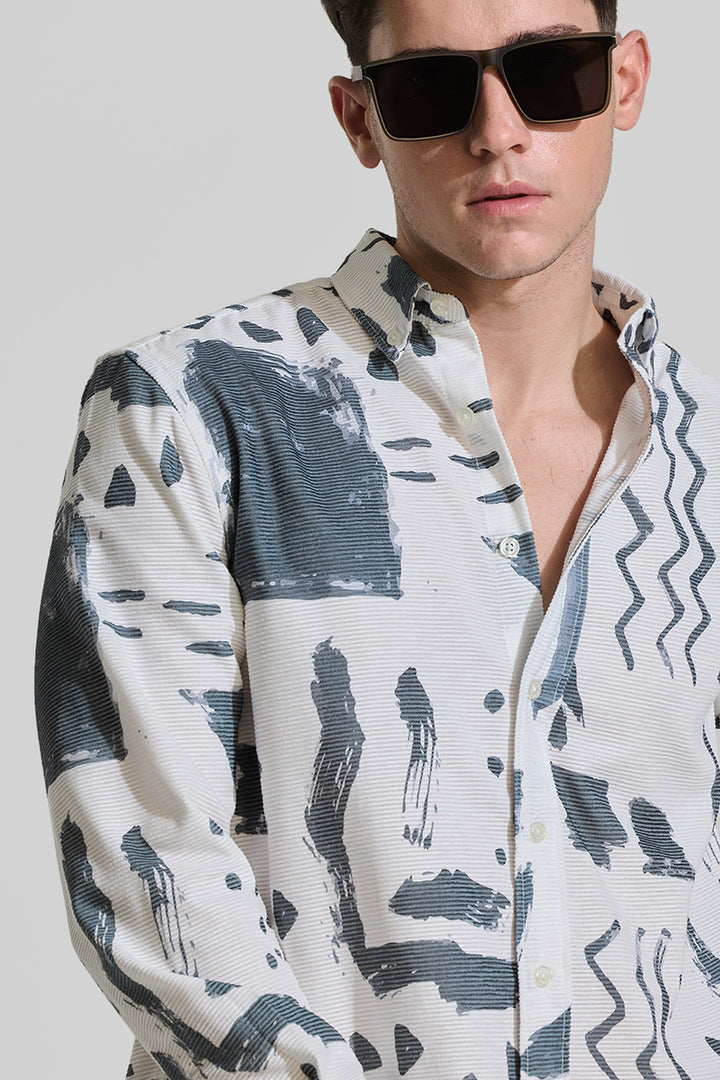 White Textured Abstract Shirt