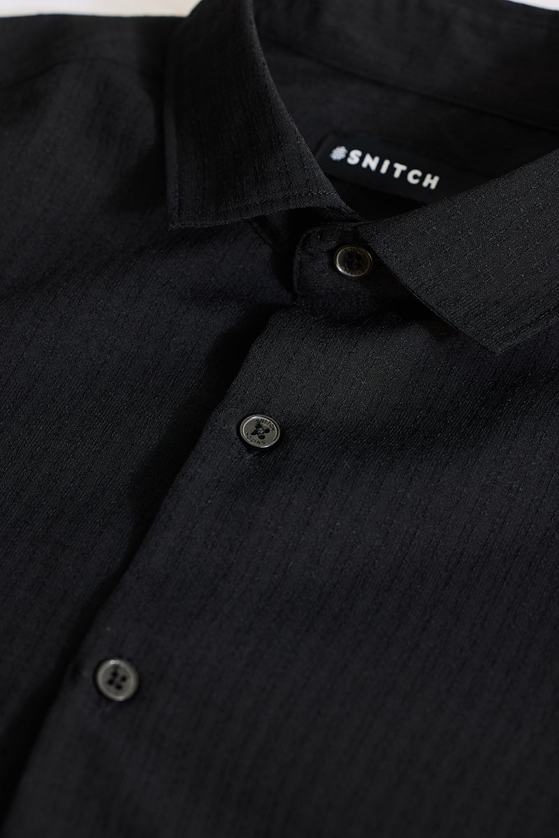 Black Textured Slim Fit Shirt