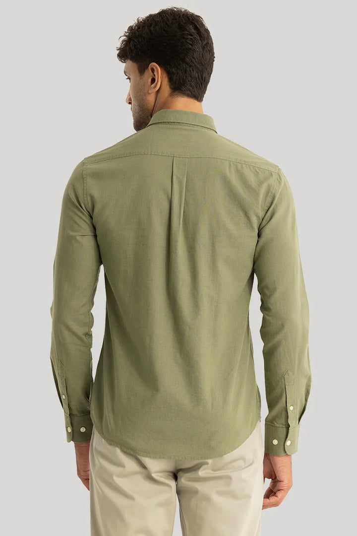 Claudio Olive Plain Linen Shirt