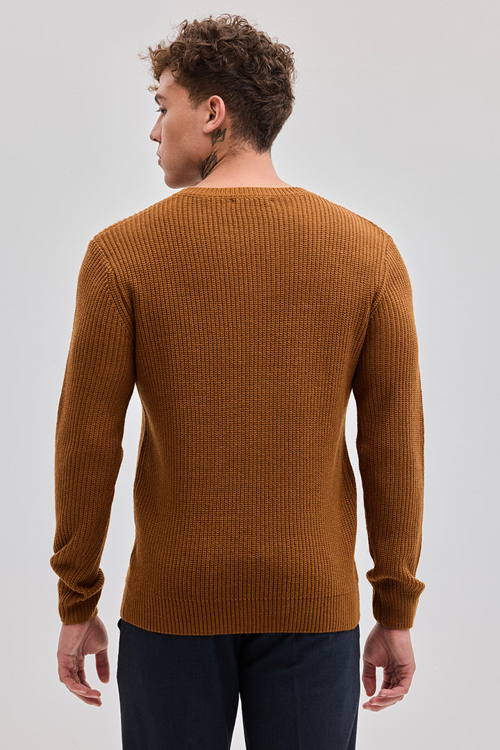 Brown Fisherman Knit Sweater