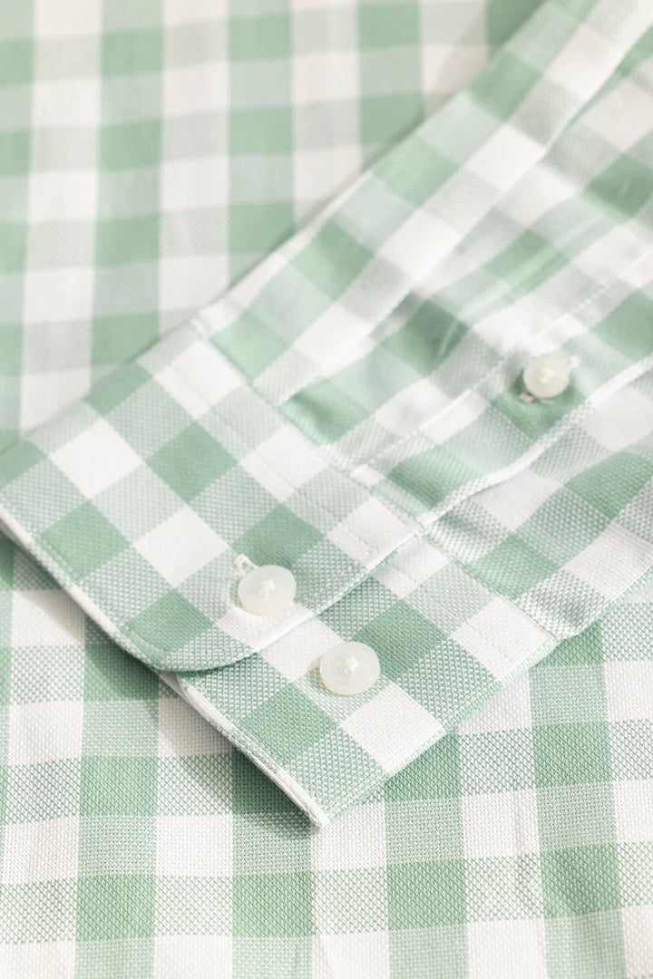 Light Green Slim Fit Checks Shirt