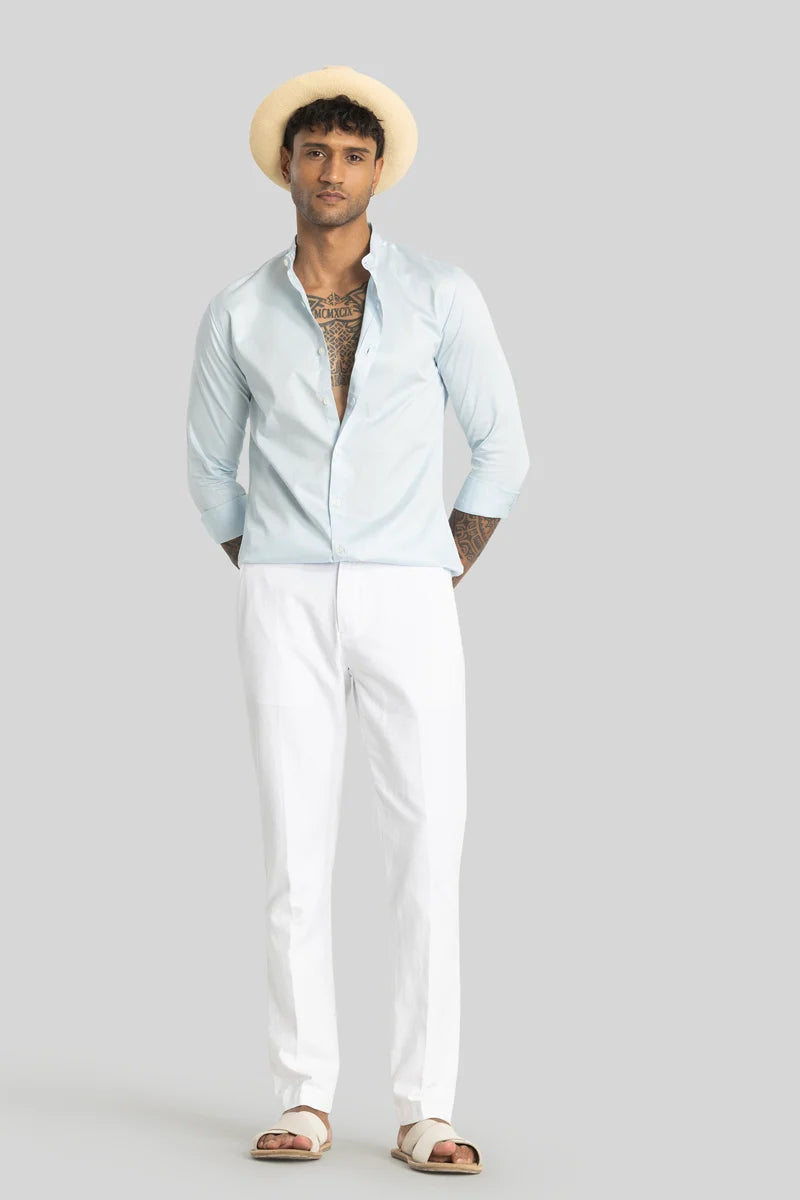 Mads White Plain Irish Linen Trousers