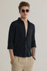 IntricWeave Navy Self-Design Shirt