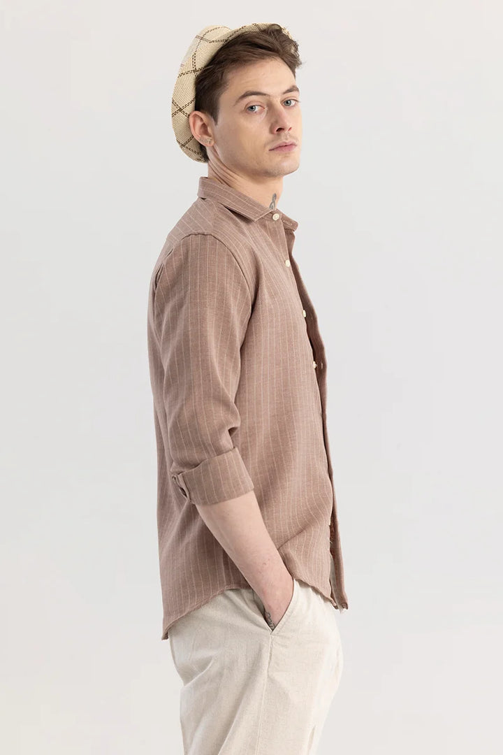 Linen Line Brown Stripe Shirt