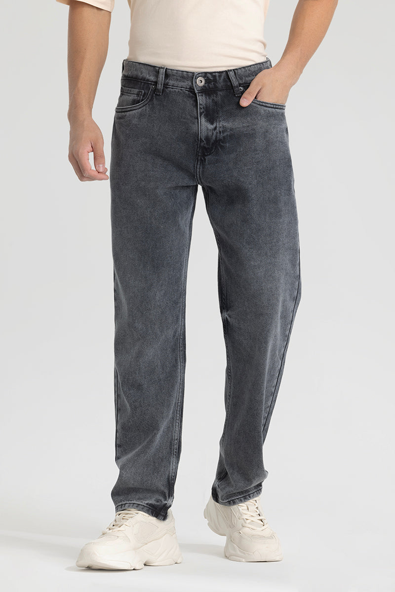 Light Grey Plain Relaxed Fit Jeans