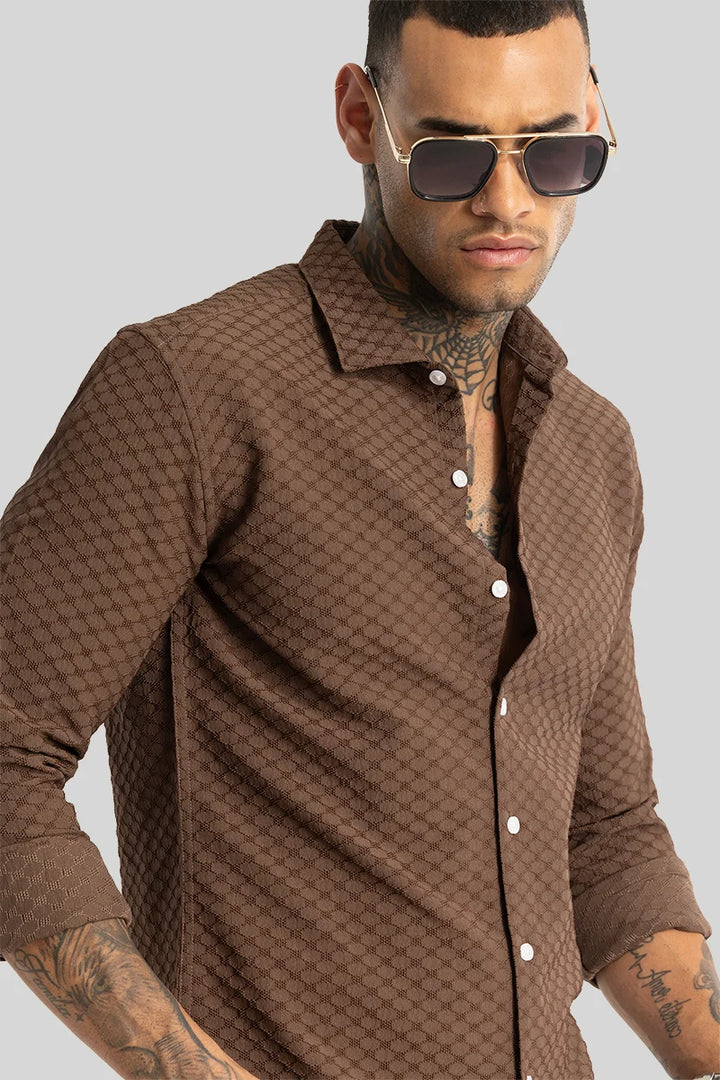 Light Brown Textured Stretch Shirt