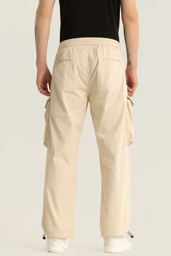 Pockethive Beige Parachute Pants