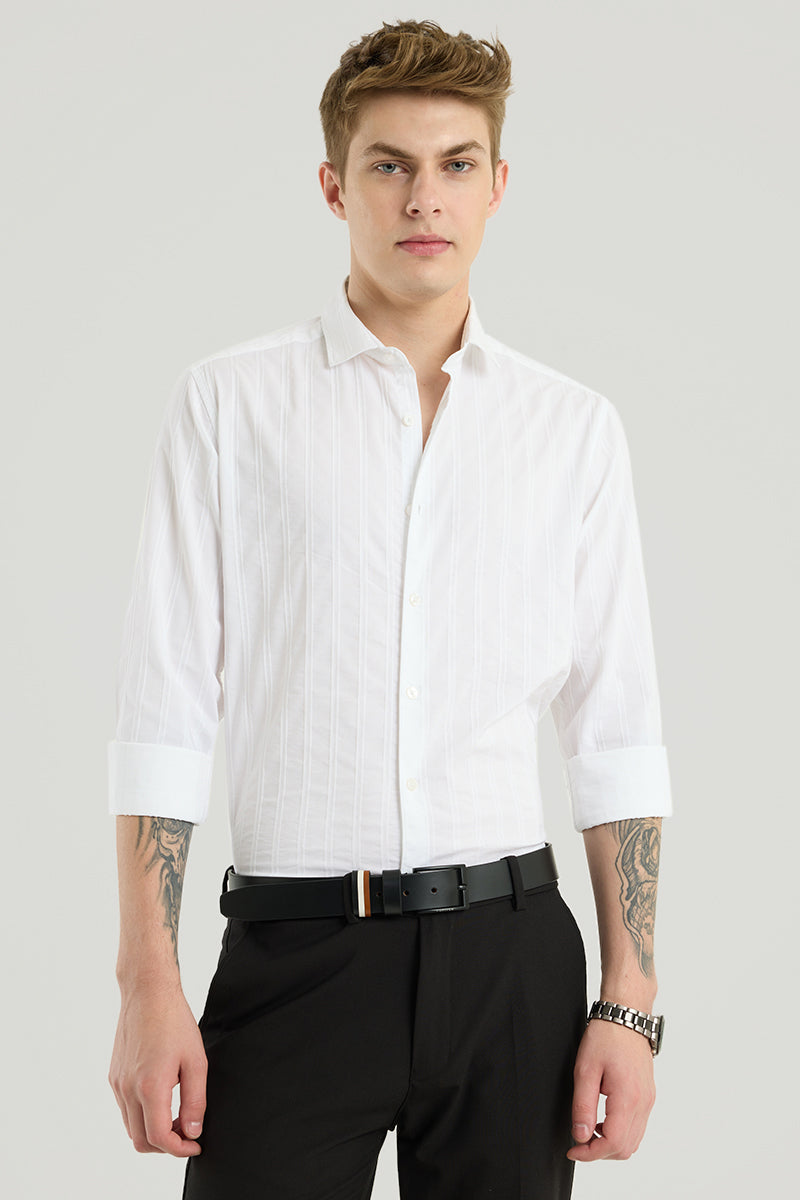 White Self Striped Shirt