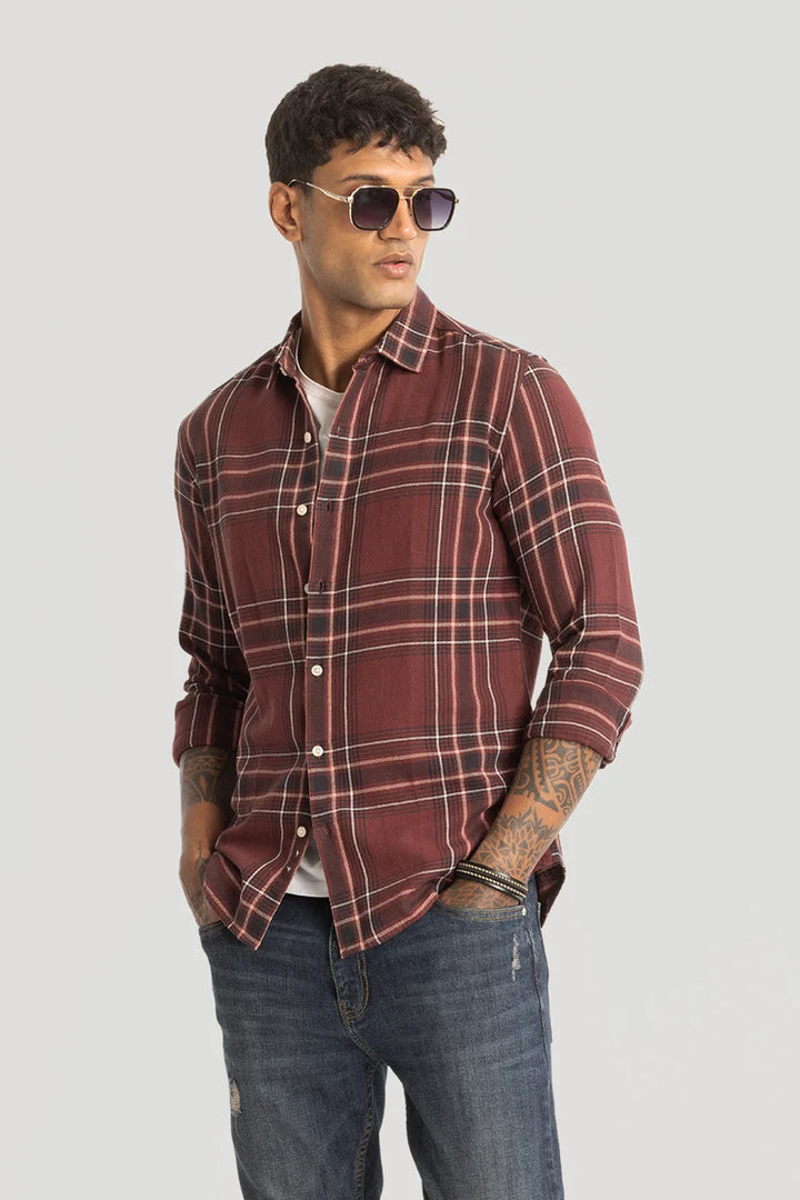 Brown Checks Slim Fit Shirt