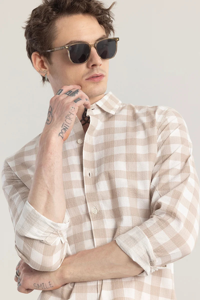 Patternoir Beige Checks Shirt