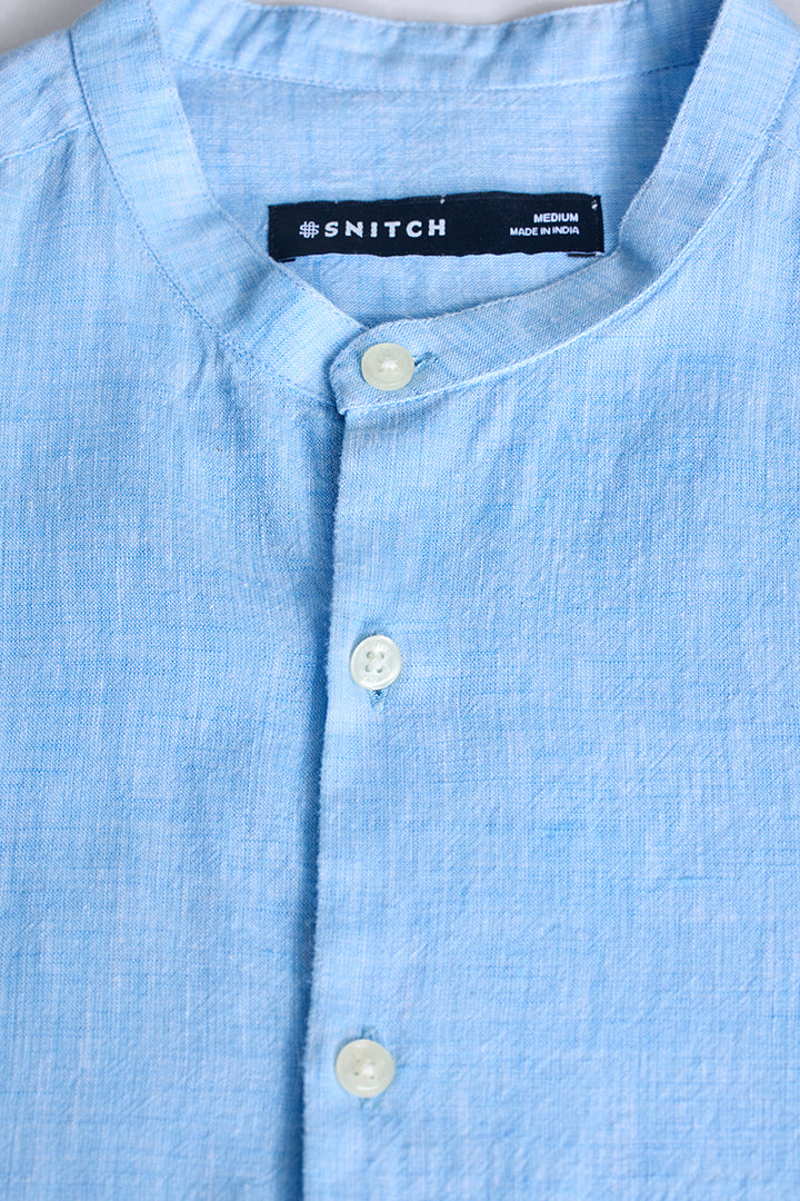 Light Blue Textured Linen Shirt