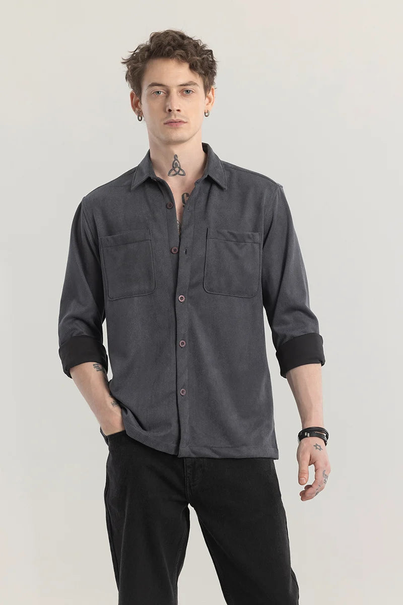 Suedineer Ash Grey Plain Shirt