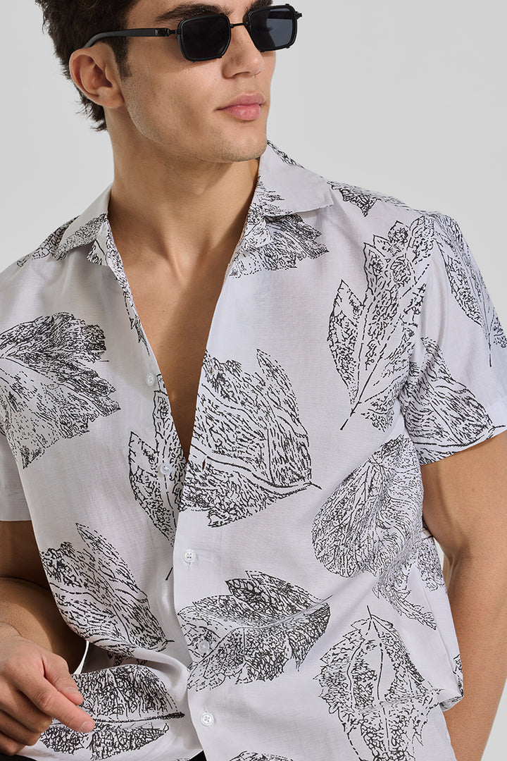 White Cuban Printed Shirt