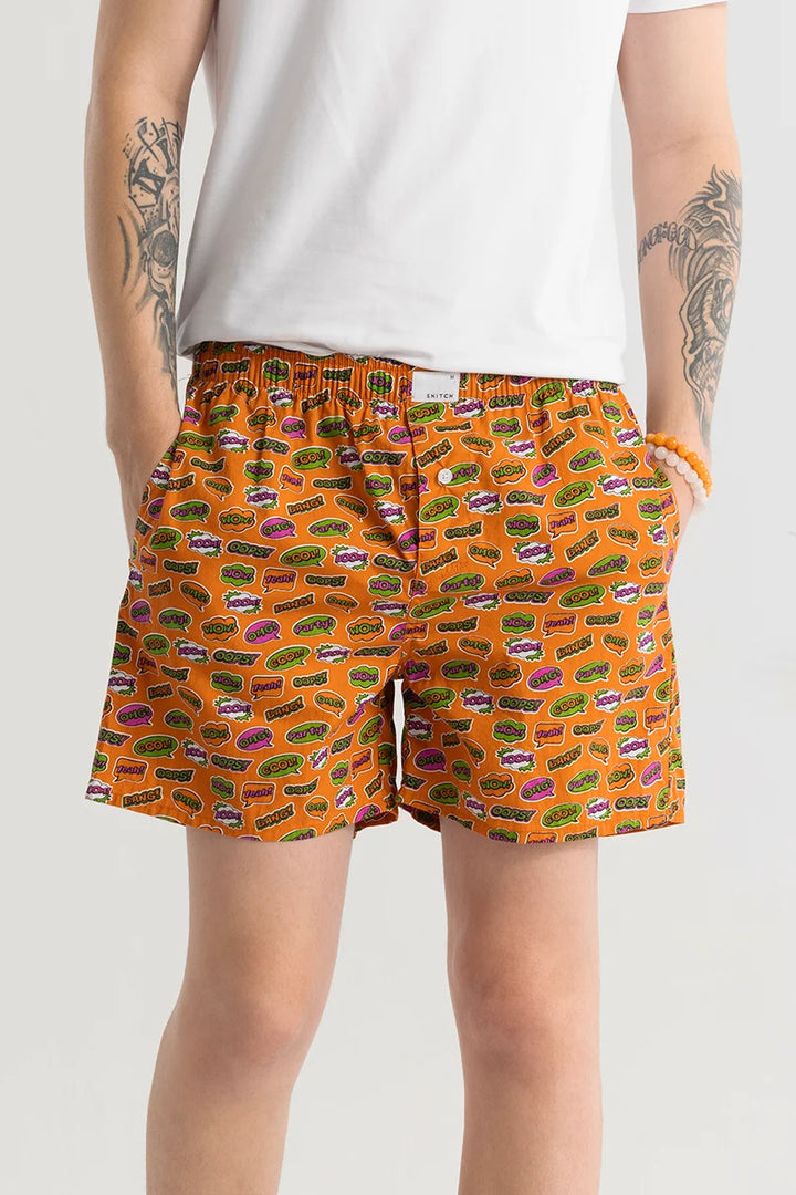 Gry Doodle Orange Printed Boxer