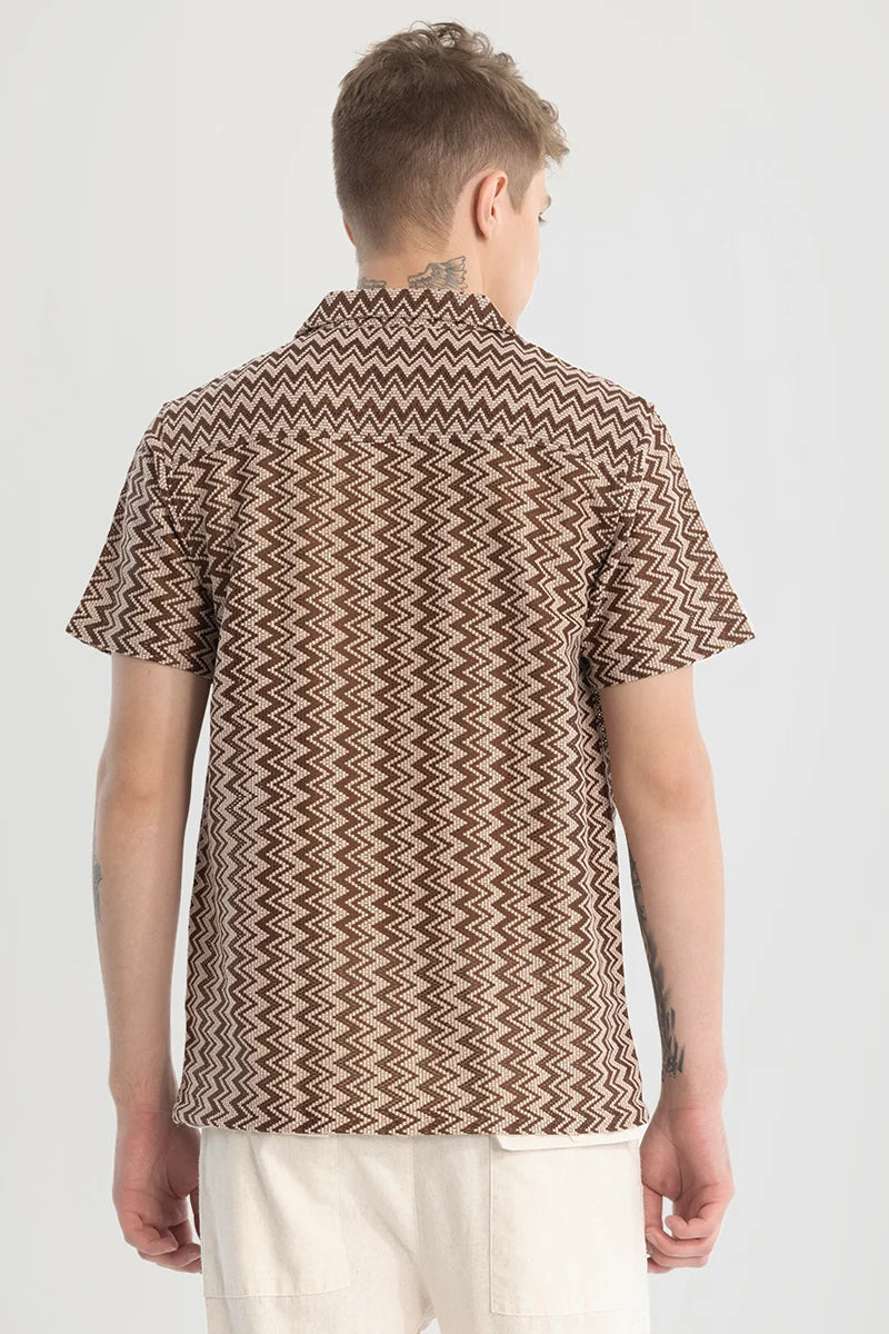 Brown Chevron Crochet Shirt