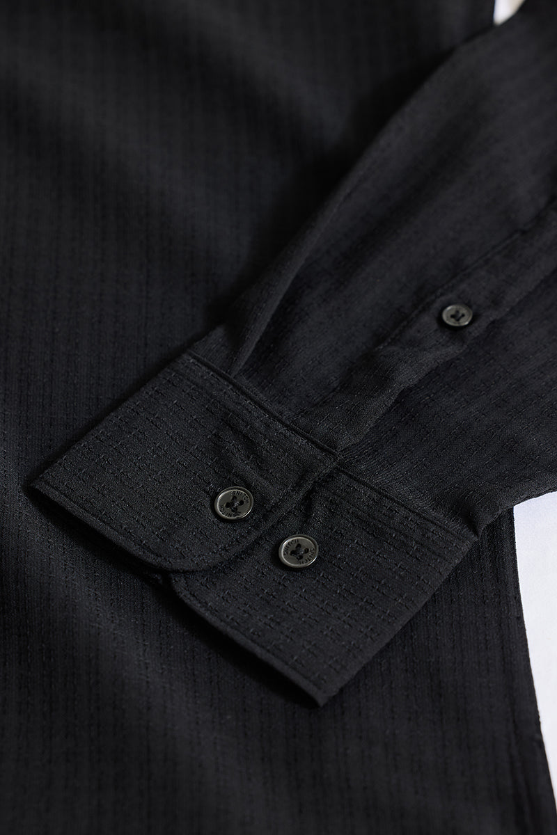 Black Textured Slim Fit Shirt