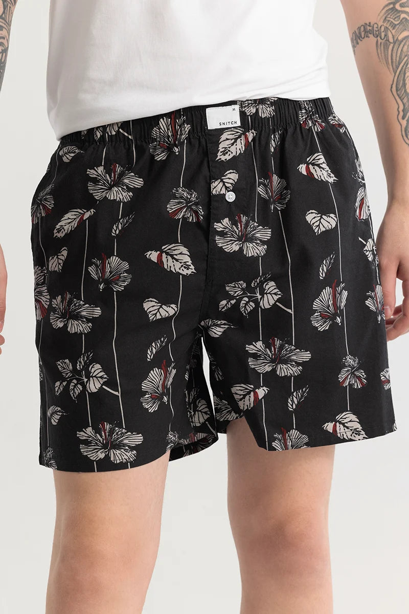 Eivind Floral Black Boxer