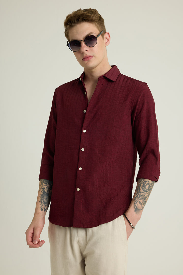 Maroon Self Stripe Shirt