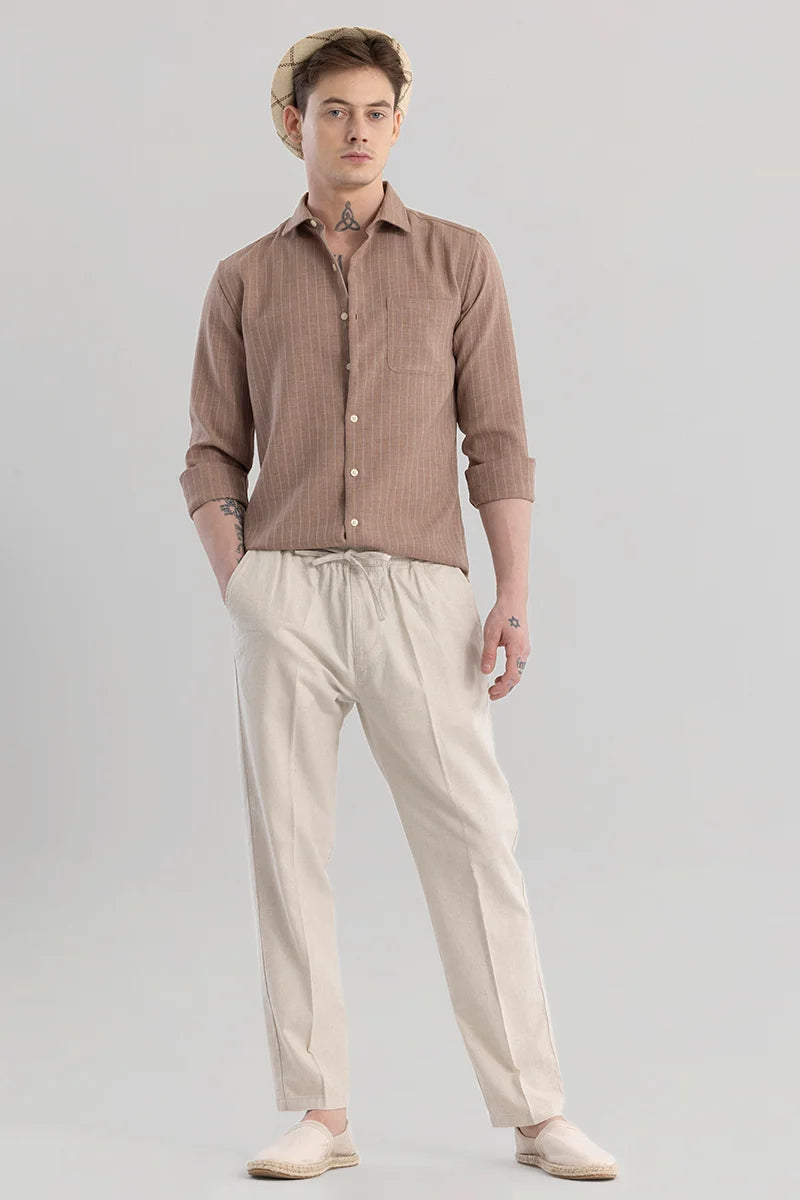 Wafty Beige Linen Trousers