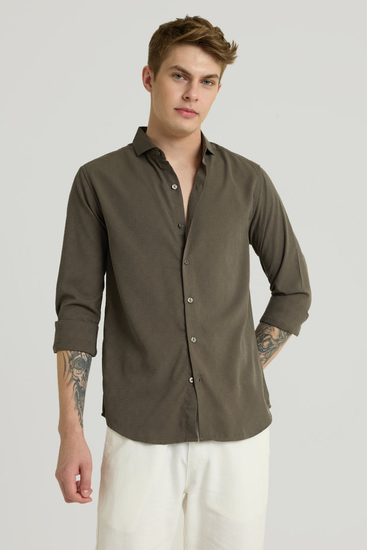 Olive French Collar Shirt