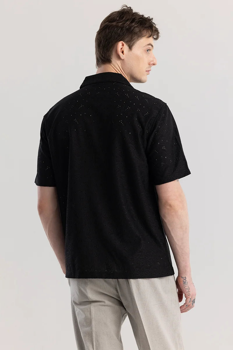 Equinox Crochet Black Shirt