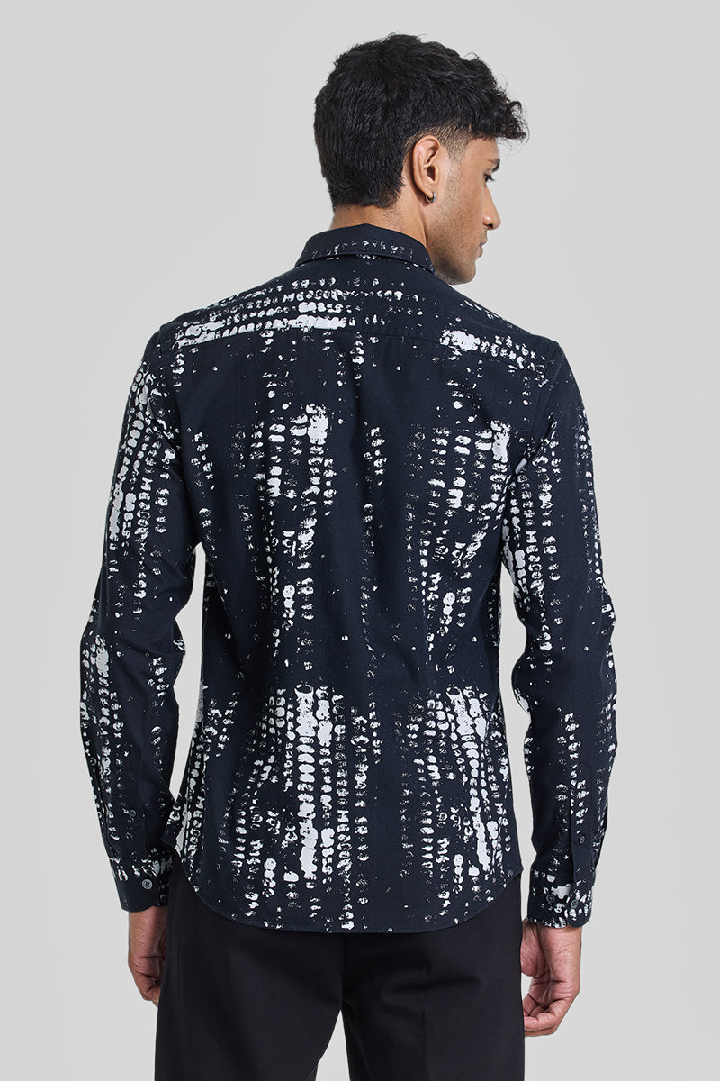 Navy Abstract Slim Fit Shirt