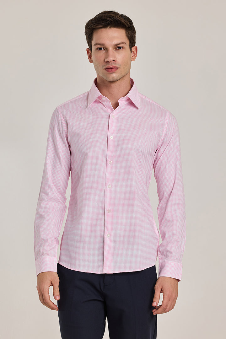 Light Pink Checks Giza Cotton Shirt