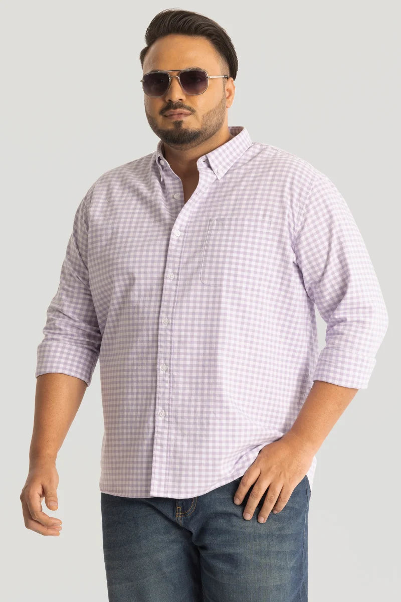 Lavender Oxford Checks Plus Size Shirt