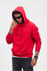 Red Solid Relaxed Fit Hoodies