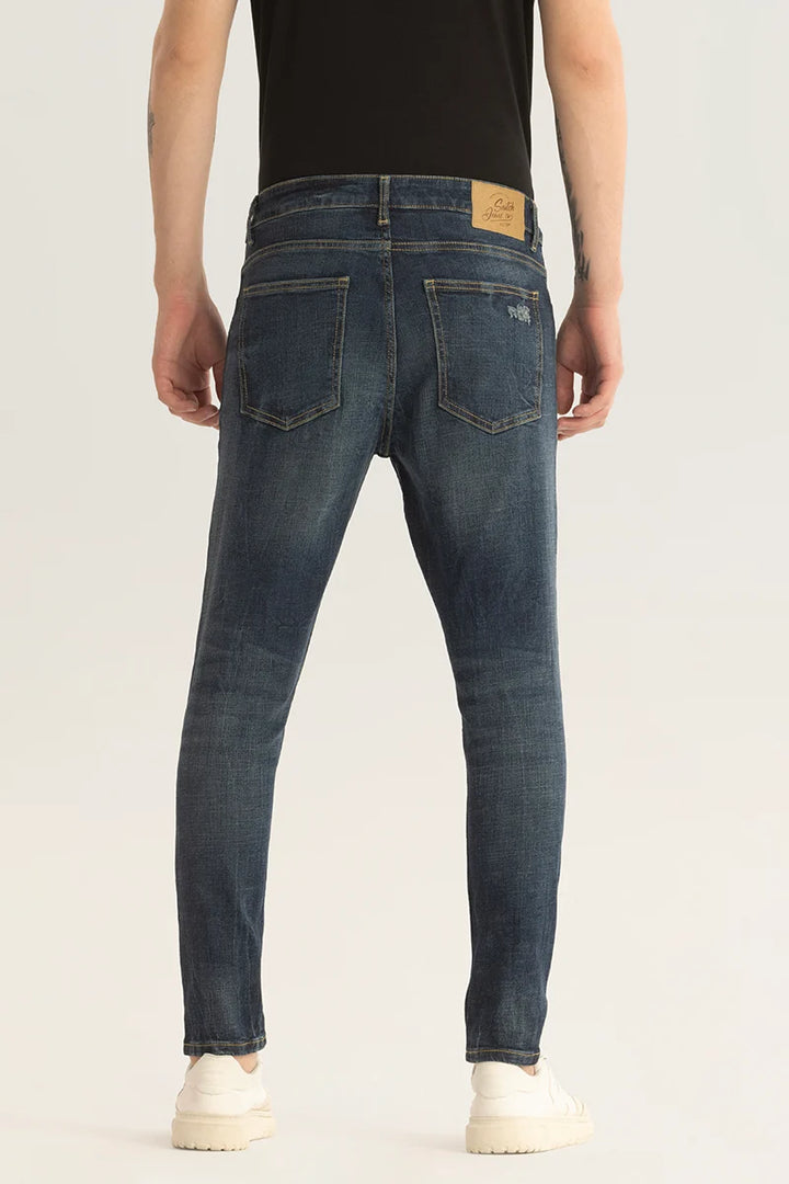 Horizon Dark Blue Distressed Skinny Fit Jeans