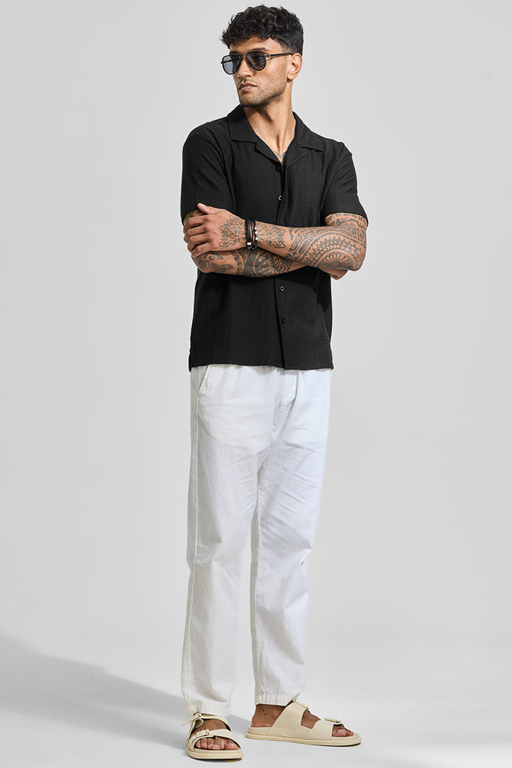 Black Cuban Textured Shirt