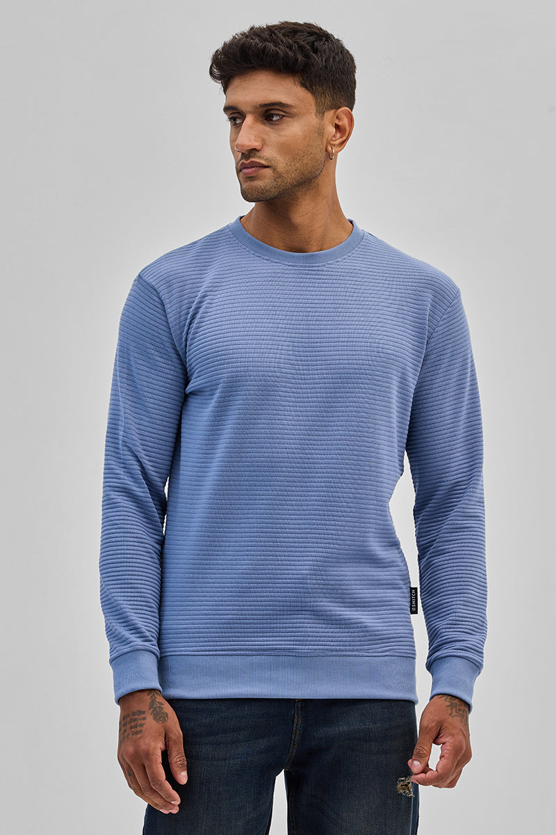 Blue Textured Sweatshirt