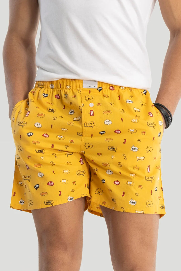 Yellow Printed Boxers