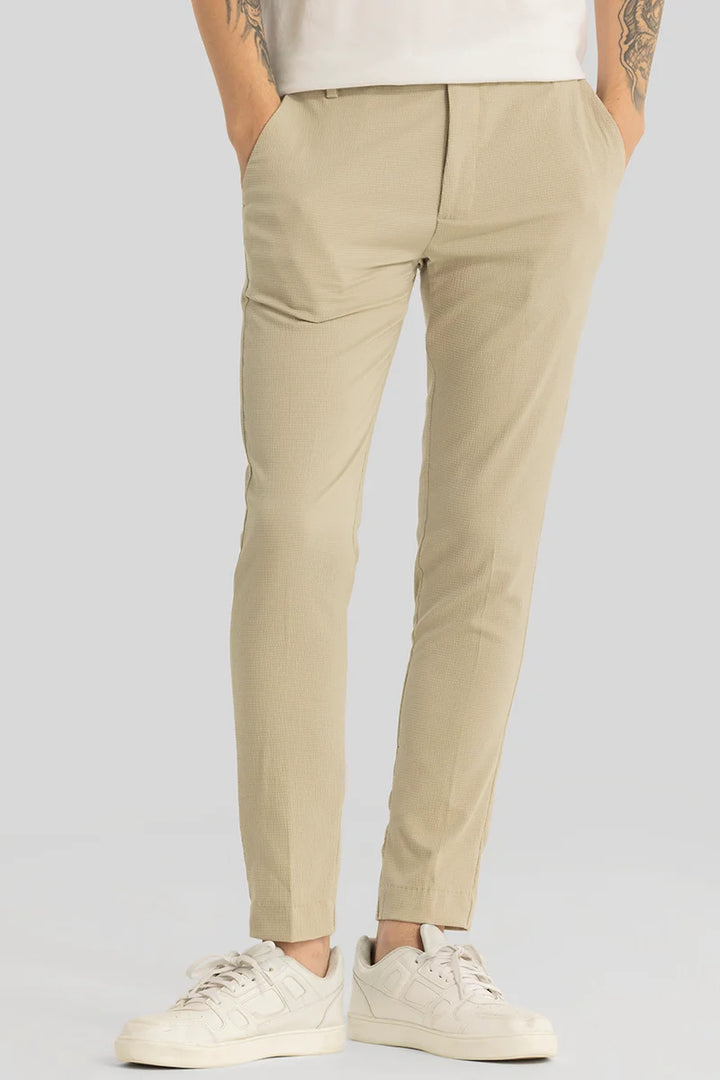 Yann Nude Plain Slim Fit Trousers