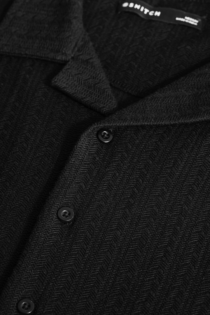 Black Cuban Textured Shirt