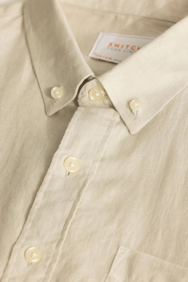 Elementary Cream Plain Pure Linen Shirt