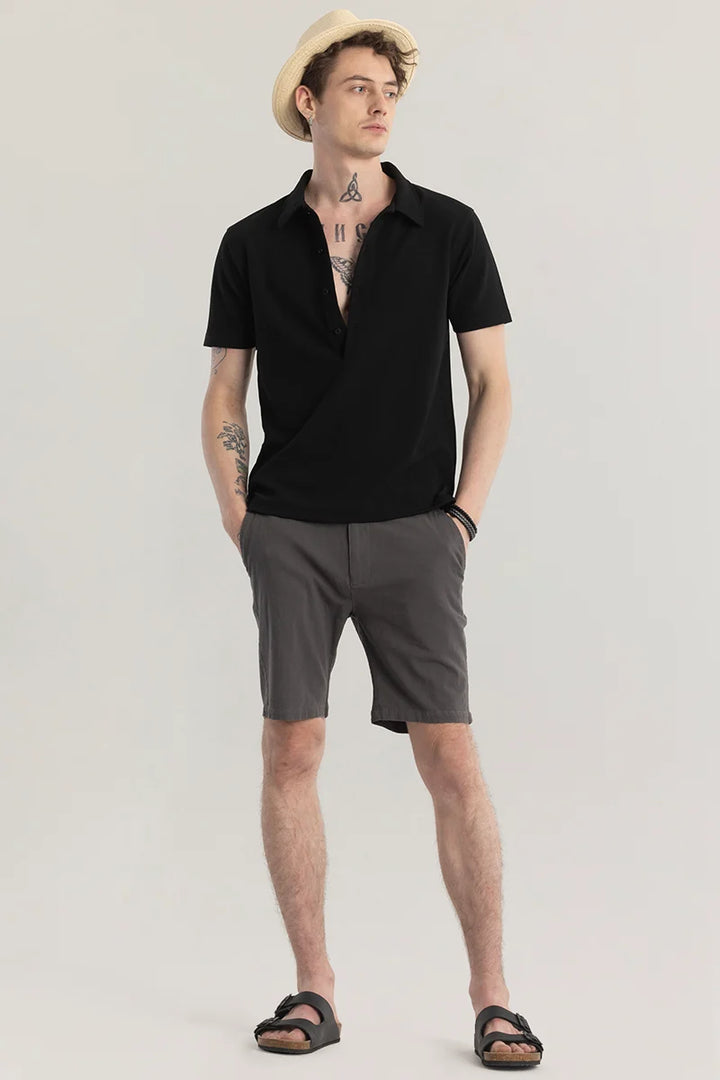 Poloshique Black Plain Polo T-Shirt