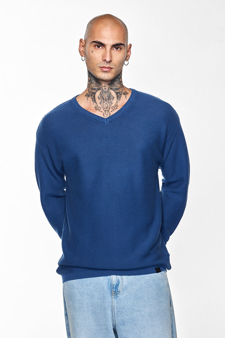 Core Lab Dark Blue Textured Sweater