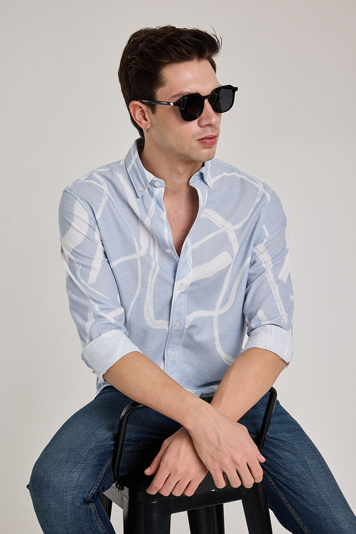 Light Blue Textured Abstract Shirt