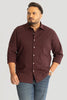 Maroon Self Stripe Textured Plus Size Shirt