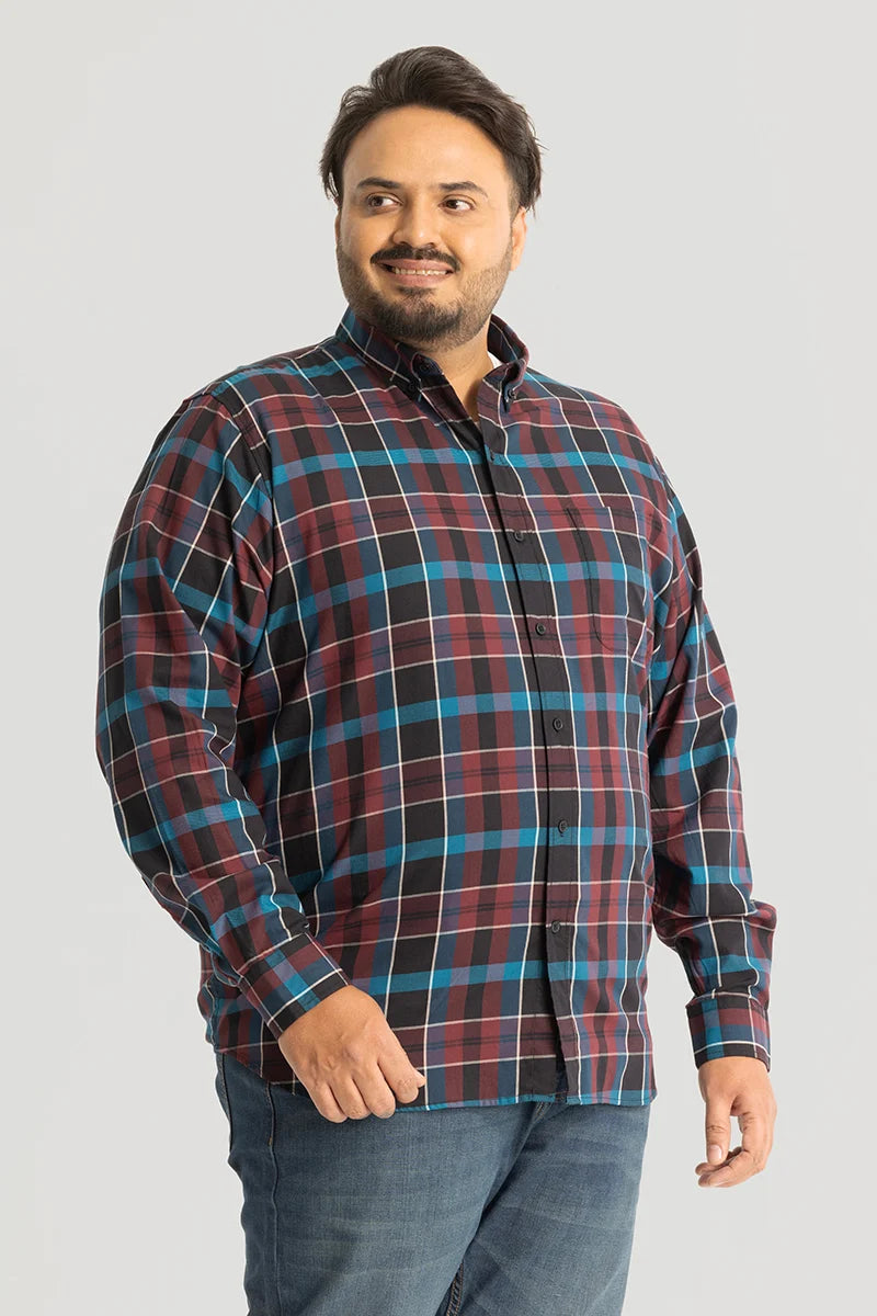 Adriano Brown Checks Plus Size Shirt