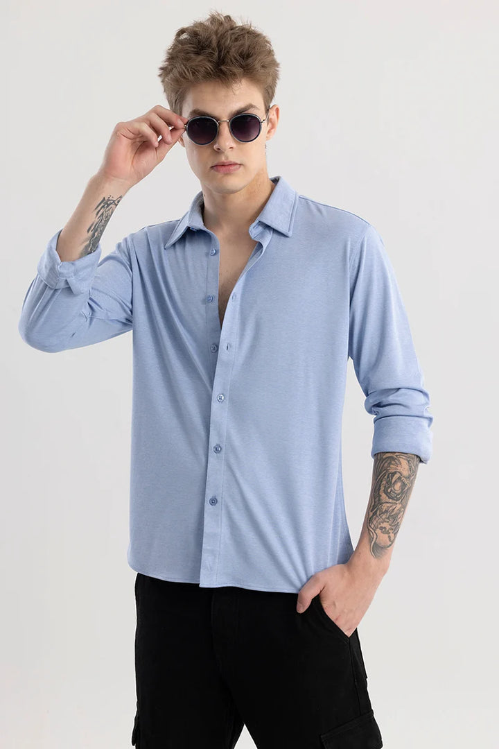 CollarEase Blue Plain Shirt