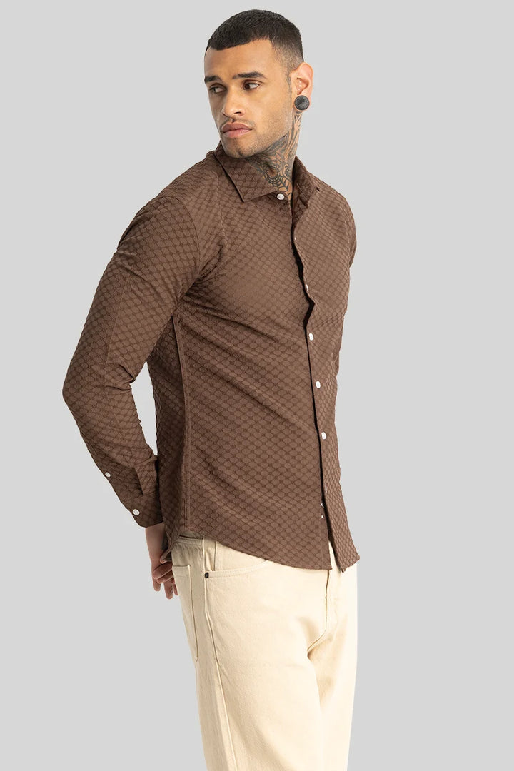 Light Brown Textured Stretch Shirt