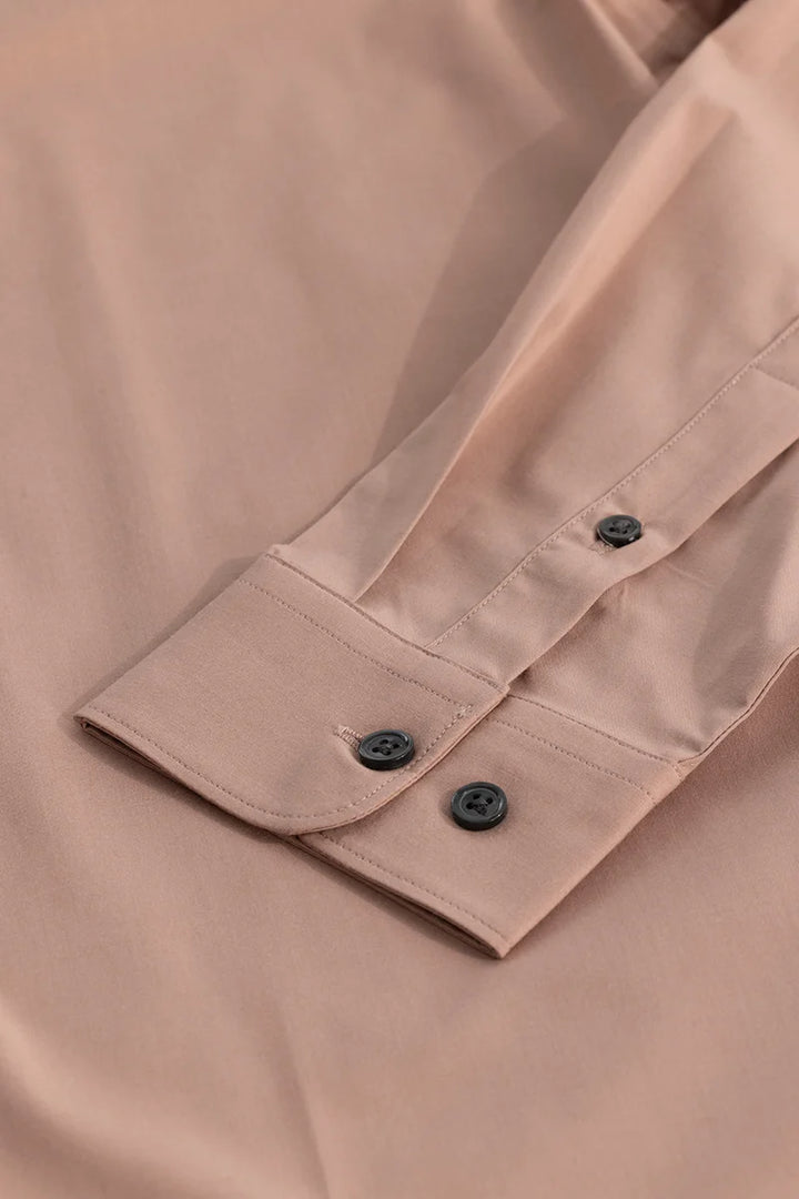 Peach Plain Mandarin Shirt