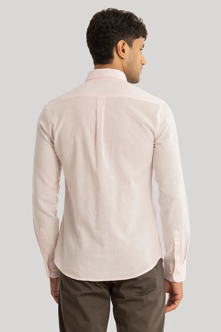 Claudio Light Pink Plain Linen Shirt