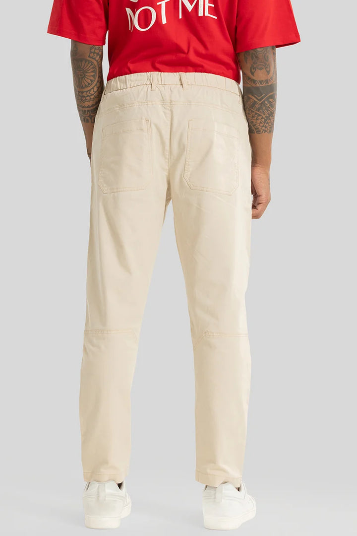 Odyssey Cream Plain Slim Fit Trousers