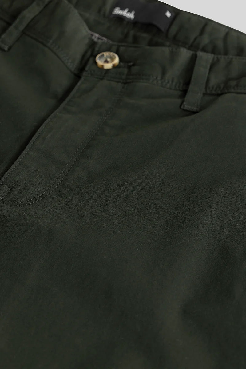 Astral Dark Green Plain Slim Fit Chinos